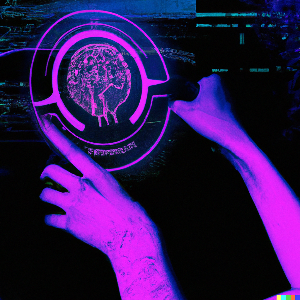 DALL·E 2022-08-02 17.15.17 - A synthwave style image of person controlling a steering wheel which is connected to a circuit pattern which transforms into a brain.