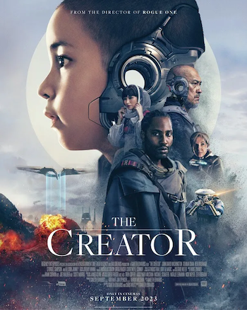 Movie poster for The Creator showing all the characters in a dramatic montage like a Star Wars poster
